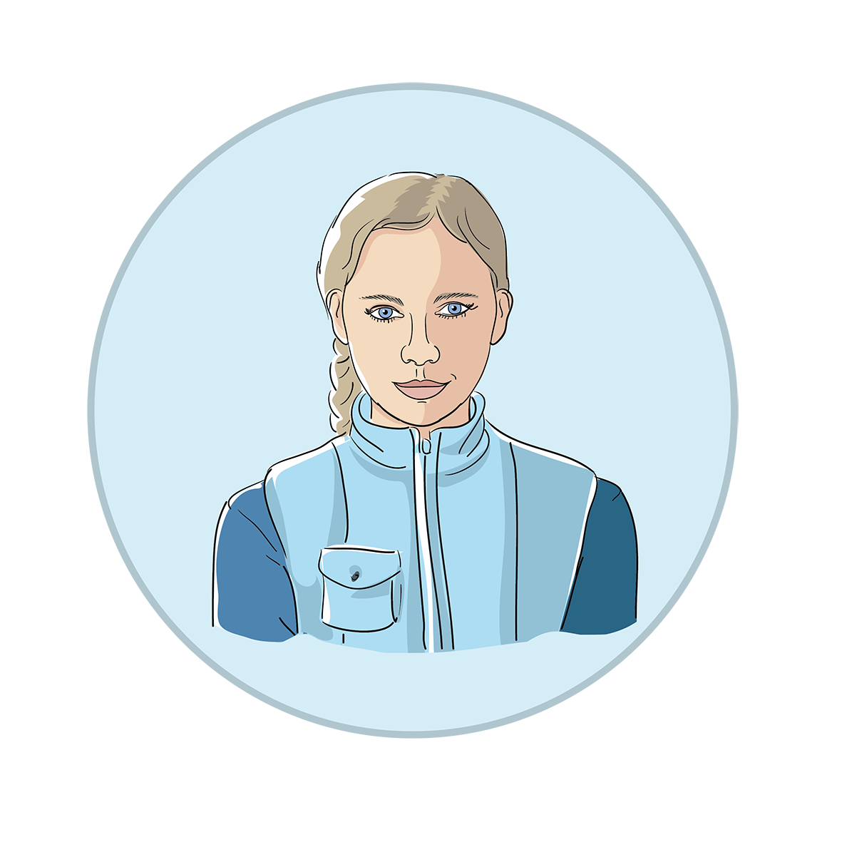 Grafik einer Frau (Anne), die Sie anschaut.